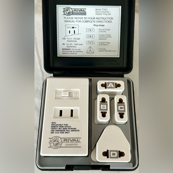 Rival Travel Electrical Voltage Converter Dual Adapter Plug Set in Card Case - Picture 2 of 7